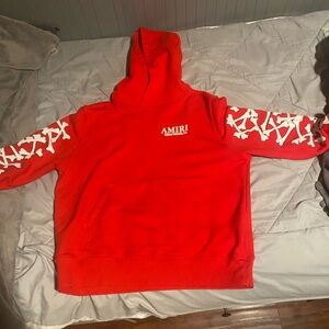AMIRI Bold Red Hoodie with White Accents